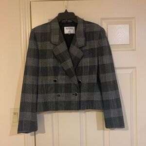 Kasper for ASL Black/White Plaid Lined Short Blazer sz 10